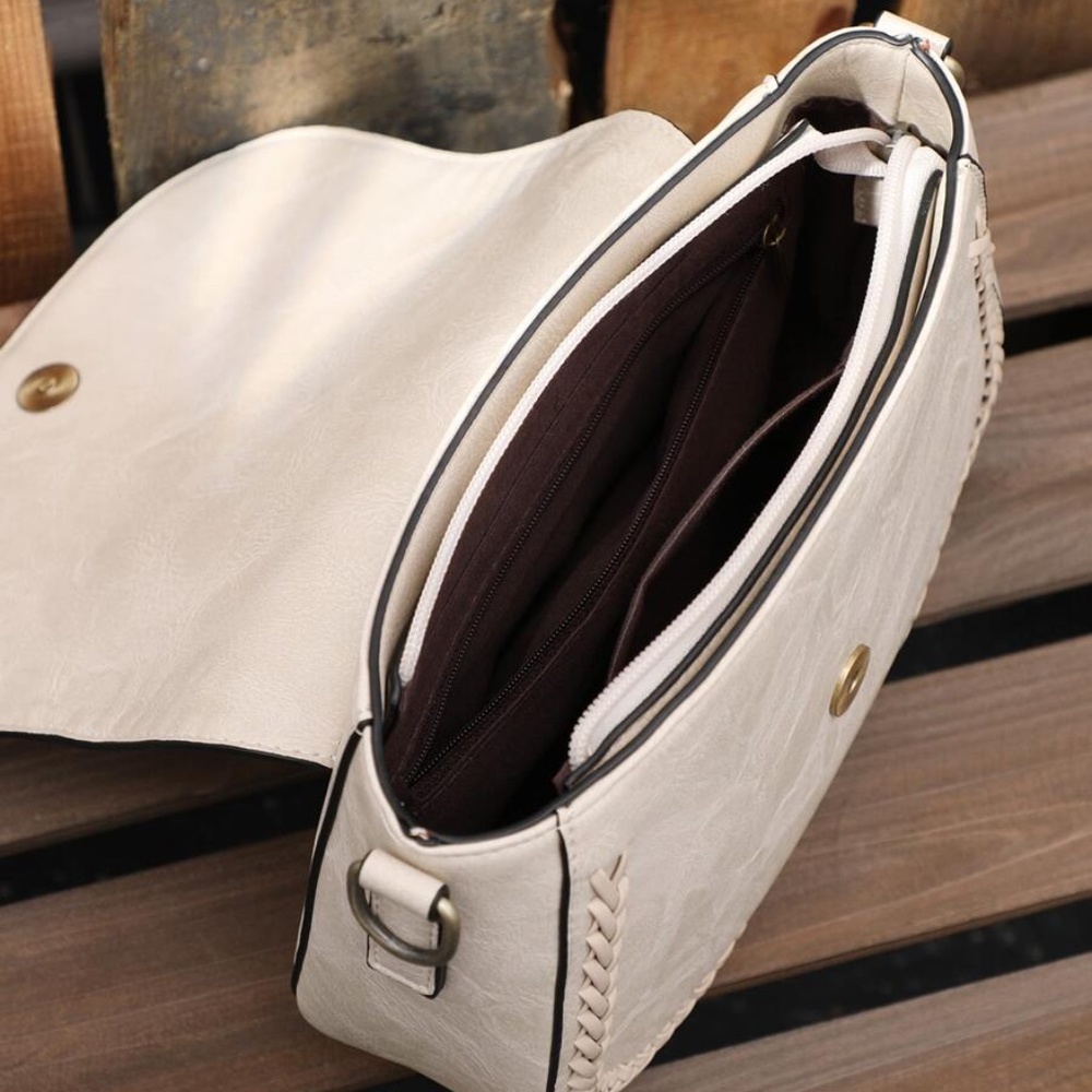 Boho Cream Leopard Strap Shoulder Crossbody Bag - Picture 7 of 11